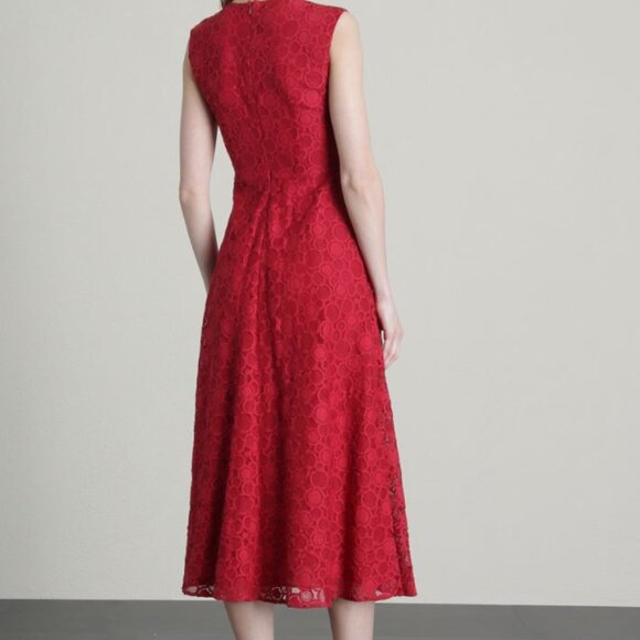 MaxMara StudioElegant Red Lace Midi Dress - Picture 2 of 16